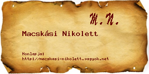 Macskási Nikolett névjegykártya