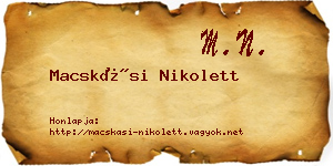 Macskási Nikolett névjegykártya